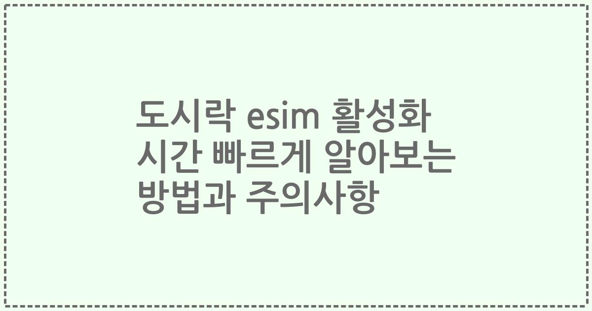 도시락 esim 활성화 시간 빠르게 알아보는 방법과 주의사항