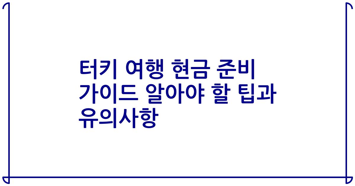 터키 여행 현금 준비 가이드 알아야 할 팁과 유의사항