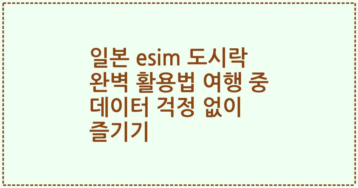 일본 esim 도시락 완벽 활용법 여행 중 데이터 걱정 없이 즐기기