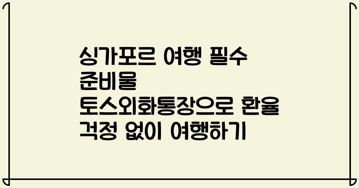 싱가포르 여행 필수 준비물 토스외화통장으로 환율 걱정 없이 여행하기